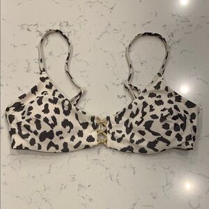 Aerie Black and White Leopard Bikini Top